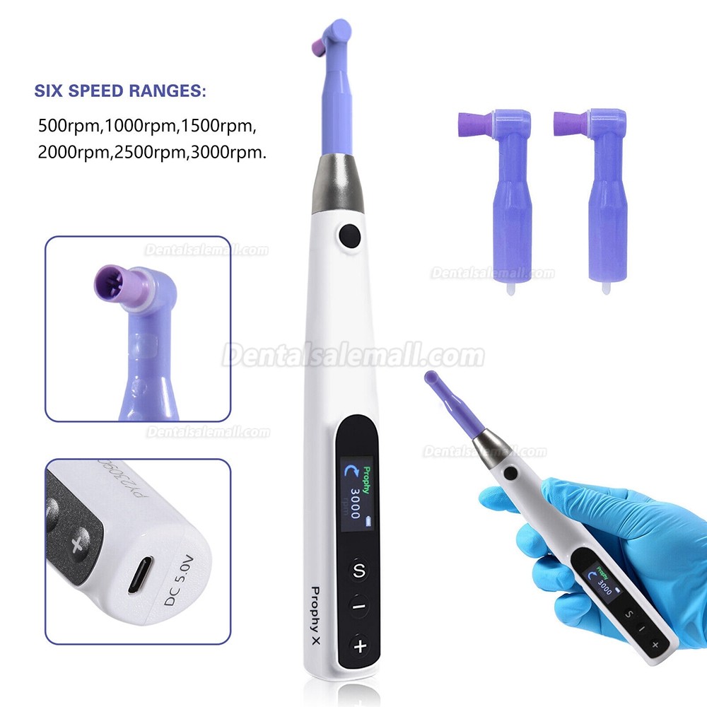 Electric Dental Cordless Hygiene Prophy Handpiece 360° Swivel 6-speed Settings